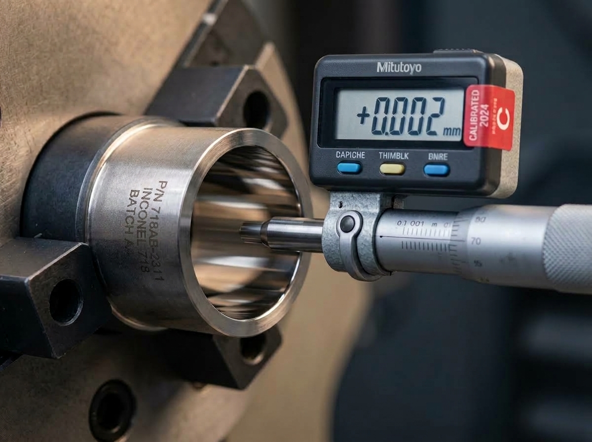 Micrometer measuring aerospace component