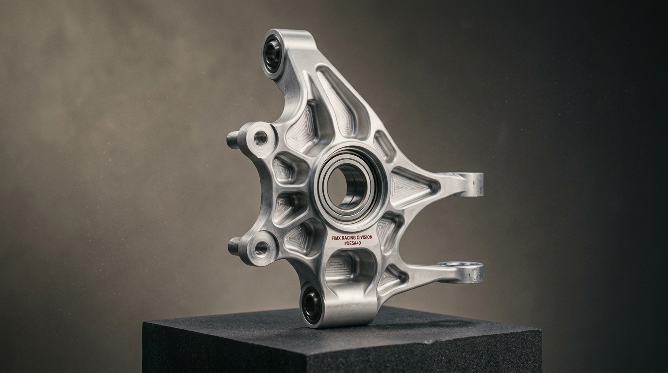 Machined suspension knuckle for desert truck motorsport engineering